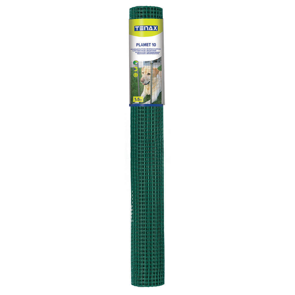 Net made of plastic-coated galvanized wire with square mesh